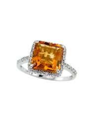 Genuine Citrine Ring by Effy Collection® in 14 kt White Gold Size 6