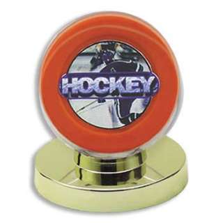 NEW GOLD BASE HOCKEY PUCK DISPLAY CASE HOLDERS  