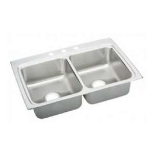 Elkay top mount double bowl kitchen sink LRAD3322603 3 Holes