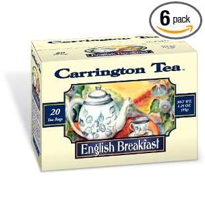 Carrington Tea English Breakfast Tea, 20 Count Tea Bags (Pack of 6)