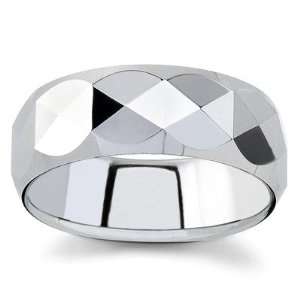   Carbide Mens Wedding Band with Triangular Facets, 8mm Jewelry