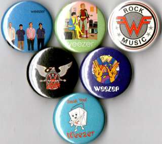 Weezer 6 pins buttons badges blue green red pinkerton  