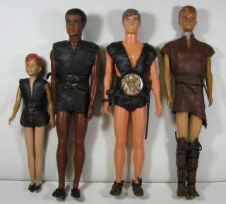 VINTAGE 1960S MATTEL DOLLS/ACTION FIGURES WITH REAL LEATHER OUTFITS 