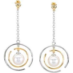   Gold Pair 07.00Mm 07.50Mm Freshwater Cultured Pearl earrings Jewelry