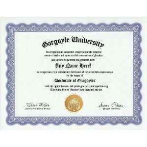  Gargoyles Degree Custom Gag Diploma Doctorate Certificate 