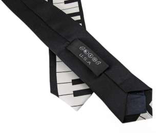 Black / White Piano Key Skinny Neck Tie  