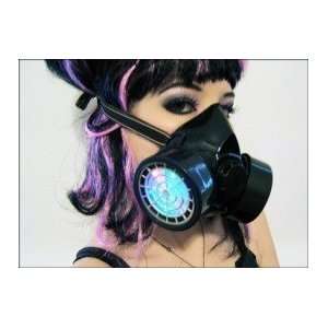  LED Respirator Gas Mask  Black Frame with WHITE LED lights 