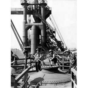 Women Wearing Gas Masks as They Clean Top of Blast Furnace at Carnegie 