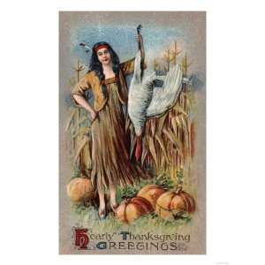  Hearty Thanksgiving Greetings   Native Woman Holding 