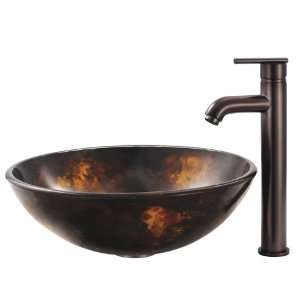   Industries VGT101 Brown Gold Fusion Glass Faucet Vessel Sink, Bronze