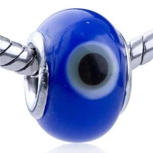   Glass Bead Black And White Dots Blue Fit Pandora Bead Charm Bracelet