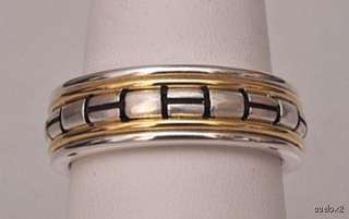 New JOHN ATENCIO Mens SS 18K Capture Ring Band Sz 10  