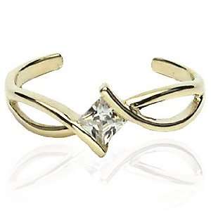  10Kt. Gold Toe Ring With Square Cubic Zirconia West Coast 