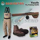   Crosswater Fly Fishing Rod & Reel Youth Outfit 12 14 Waders Sz 6 Boots