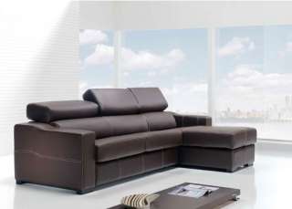 Modern Spain Brown Leather Sleeper Sectional Sofa Bed  
