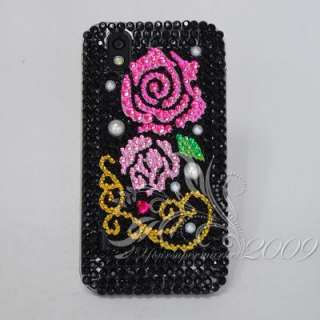 Black Rose Rhinestone bling hard cover case For LG Optimus P970 /015 