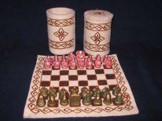 This Mongolian chess set presents a fine example of the ancient game 