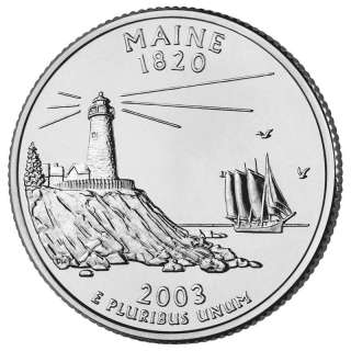 Maine Lighthouse 25¢ ME Quarter Cut Coin Necklace Pine Tree State 