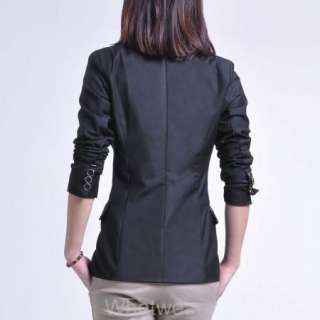 Women Slim One Botton Long Sleeve Suit Jacket Black W11  