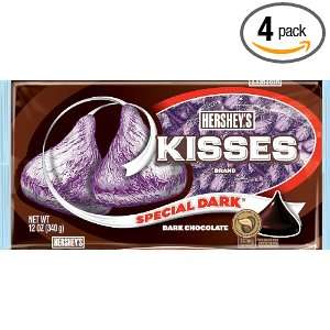 Hersheys Kisses, Special Dark Chocolate, 12 Ounce Bags (Pack of 4 