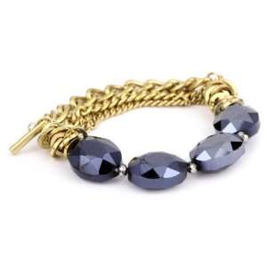 Kenneth Cole New York Glam Blue & Gold Faceted Stone Half Stretch 