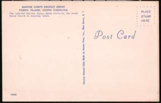 PARRIS ISLAND SC USMC Marine Corps Marching Band Vintage Postcard Old 