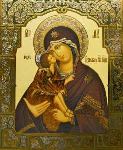 RUSSIAN ORTHODOX ICON HOLY MARY JESUS 11BY13 DOSKAYA  
