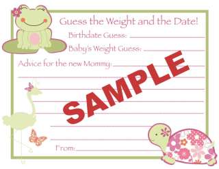   Once Upon a Pond Baby Shower Guess Weight & Date Advice Cards  