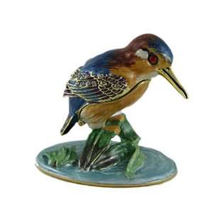  Kingfisher Trinket Box Bejeweled Collectible Bird Figurine 