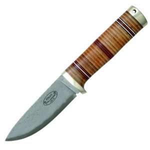  Idun Hunting Knife, Damascus, Leather Sheath Sports 