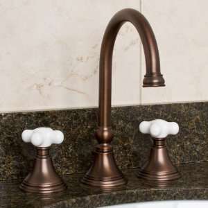   Lavatory Faucet with Small Porcelain Cross Handles   Oil Rubbed Bronze