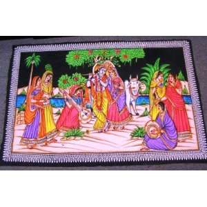   Krishna Embroidery Print Love God Music Ceremony India Xl Tapestry 68