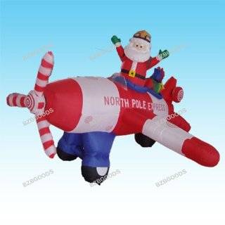 Animated   8 Foot Wide Christmas Inflatable Santa Claus Flying 