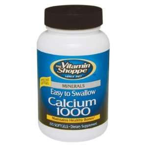  Vitamin Shoppe   Calcium 1000, 1000 mg, 100 softgels 