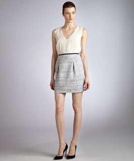 ADAM ivory silk chiffon tweed skirt sleeveless dress