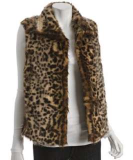 Adrienne Landau tan leopard faux fur vest  