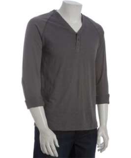 Cockpit grey cotton long sleeve henley t shirt  