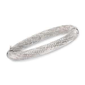    Italian Sterling Silver Diamond Cut Bangle Bracelet Jewelry