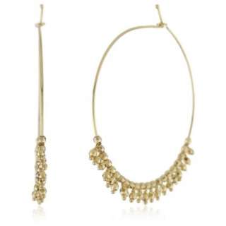 Mizuki 14k Gold Bead Fringe Hoop Earrings   designer shoes, handbags 