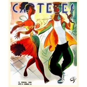  12x18 Cuban jazz posterBlack couple dances Rock Cool461 