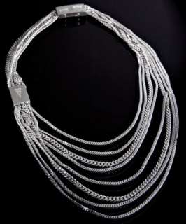 style #311135401 diamond Glitter multi chain heart charm necklace
