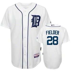 Tigers Jersey #28 Prince Fielder White Baseball Authentic Jersey (Kids 