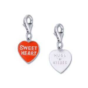  Sterling Silver Reversible Heart Charm with Lobster Bail Jewelry
