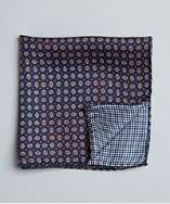 Daniel Dolce navy pattern silk reversible pocket square style 