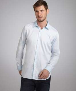 Etro sky blue cotton sateen Dexter button front shirt   up 