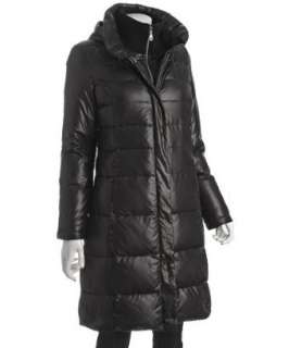 DKNY black quilted poly down Bethany hooded coat   