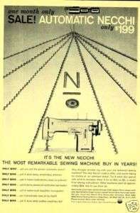 1958 Necchi Automatic Sewing Machine Vintage Ad  