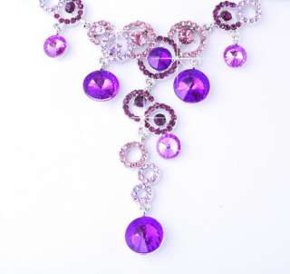   Bead Link Czekh Rhinestone Crystal Bridal Necklace Earrings 1Set
