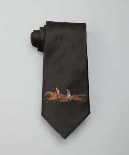 Ralph Lauren Collection black silk Equestrian polo tie   up 