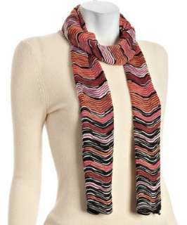 Missoni purple wave patterned knit scarf  